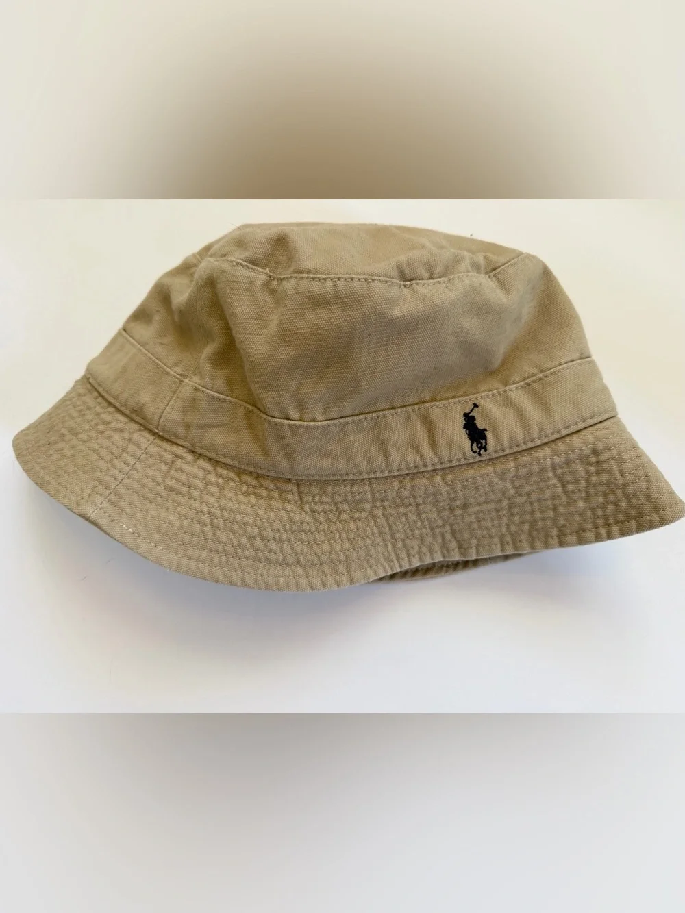 Polo by Ralph Lauren Khaki/Tan Bucket Hat with navy  Polo Logo - Picture 7 of 10